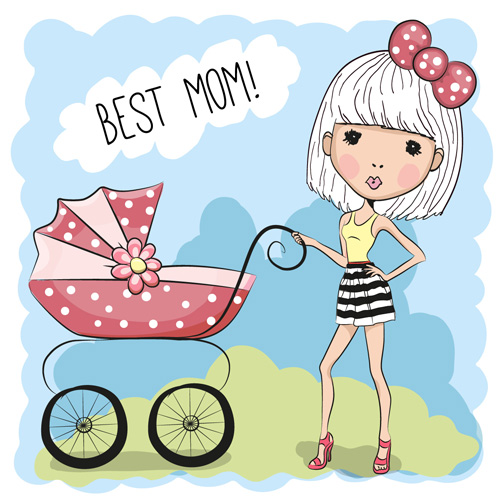 Design cute baby cards vectors set 12 cute cards baby   