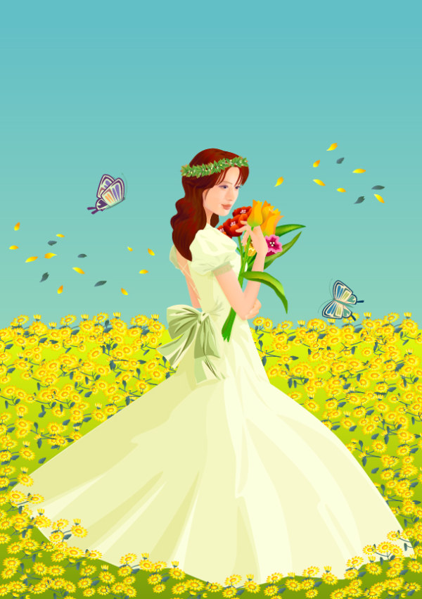 Elements of flowers in the bride Vector the in flowers bride   