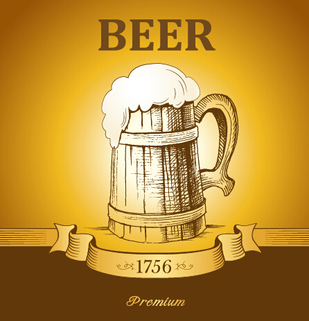 Retro beer creative poster vector 01 Retro font poster creative beer   