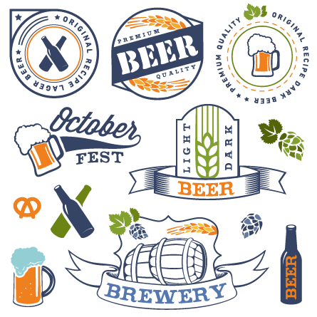 Retro beer labels vectors set 01 Retro font labels label beer   