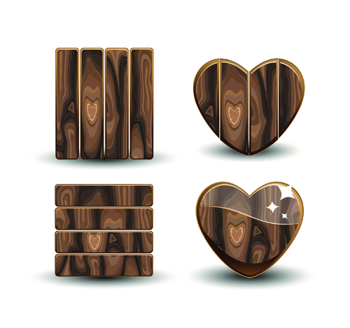 Shiny wooden signs set vector 02 wooden wood signs shiny   