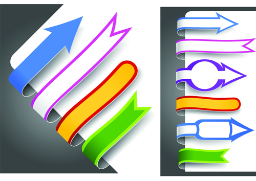 Colour bookmarks with arrow vector graphics 01 Colour bookmarks arrow   