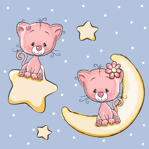 Cute dog with stars and moon card vector 02 stars moon dog cute card vector card   