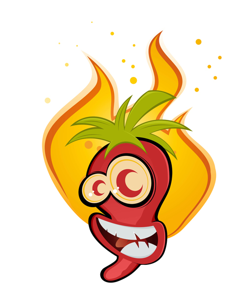 Hot chili peppers funny cartoon vectors 05 peppers hot funny chili   