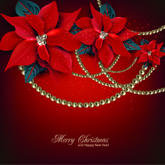 Pearls and flowers Christmas vector background 02 Vector Background pearls flowers flower christmas background   