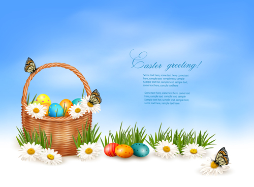 Easter Eggs and Basket vector 02 eggs easter egg easter basket   