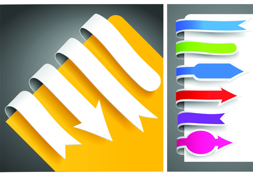 Colour bookmarks with arrow vector graphics 02 Colour bookmarks arrow   