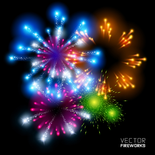 Realistic fireworks colored background vector graphics 01 red background realistic Fireworks colored background vector background   