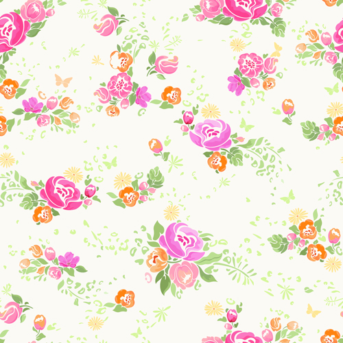 Pink flower vector seamless pattern 01 seamless pink pattern flower   