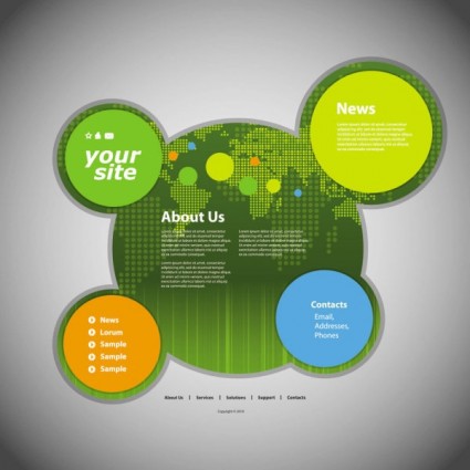 Circular website template green styles vector web template illustration circular   