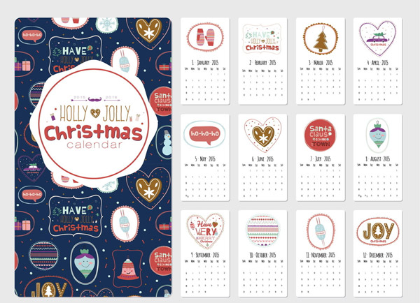 Cute christmas style 2015 calendar vector cute christmas calendar 2015   