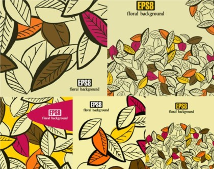 Hand drawn leaves background vector leaves hand painted different background   