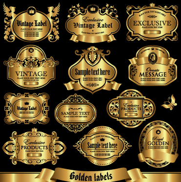 Shiny golden label luxury design vector 01 shiny luxury label golden   