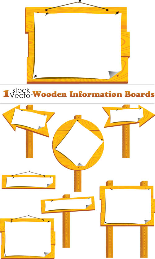 Set of Wooden vector Information Boards wooden information board   