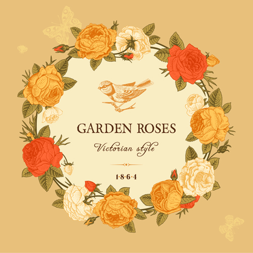 Rose with bird vintage cards vector 01 vintage rose cards card bird   