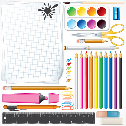 Different School supplies vector graphic set 10 supplies school different   