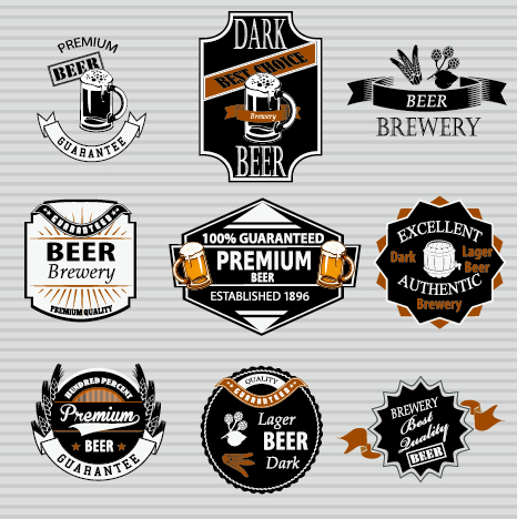 Retro beer labels vectors set 02 Retro font labels label beer   