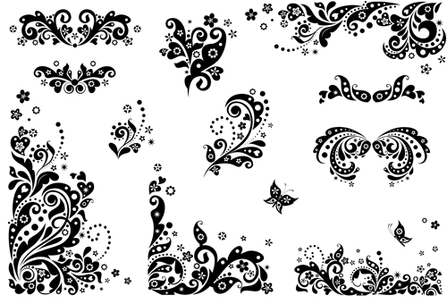 Black floral decor object vector 01 object floral decor black   