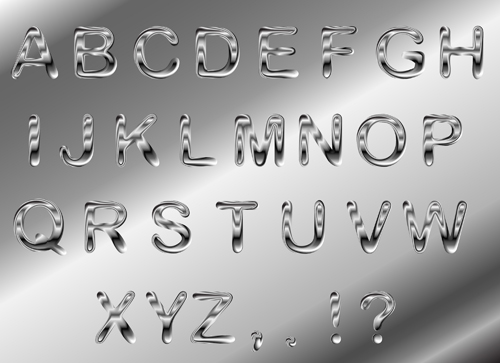 Textured metal alphabet vector material 01 textured texture metal material alphabet   
