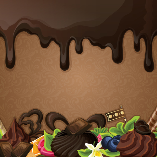 Sweet with drop chocolate background set vector 02 sweet drop chocolate background   