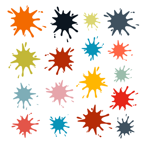 Colorful blot spatter vector design set 16 spatter colorful Blot   