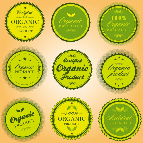 Green Organic labels vector set organic labels label green   