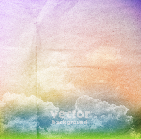 Clouds with crumpled paper vector background 05 Vector Background paper Crumpled paper crumpled clouds background   