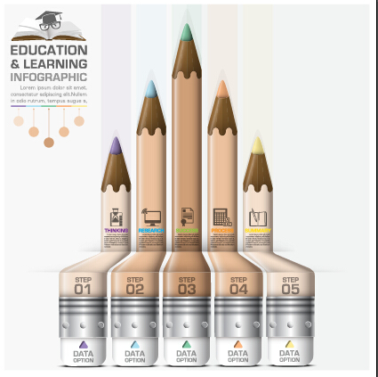 Education with learning infographic design vector 03   