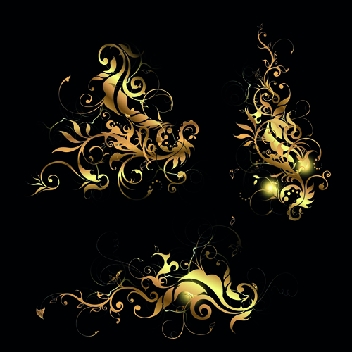 Metallic floral golden ornament vector 04 ornament metallic golden floral   