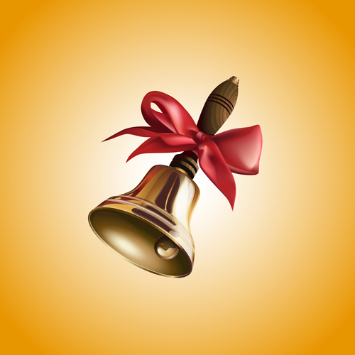 Golden bell with red bow vector material 03 red golden bow bell   