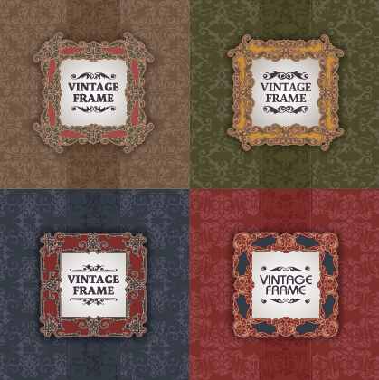 Vintage frame with pattern vector background 03 vintage Vector Background pattern frame background   