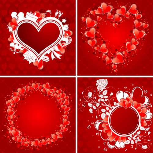 Valentine love backgrounds vector set 01 Valentine love   