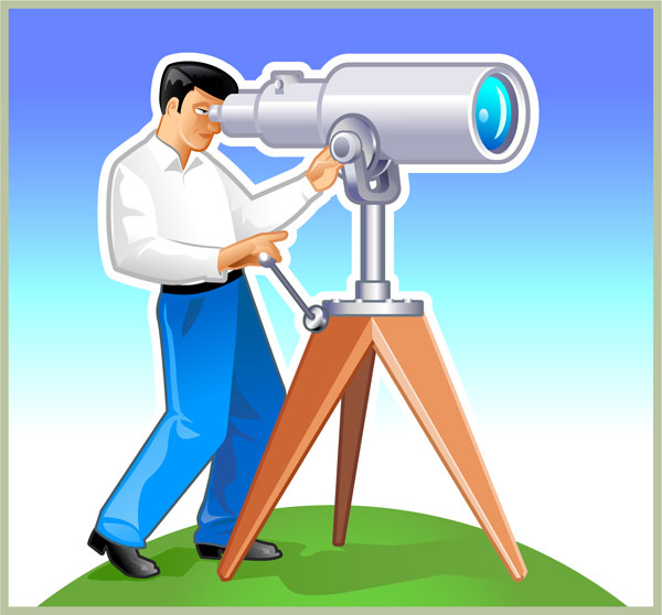 Elements of man with the telescope Vector the telescope man   