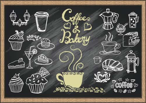 Chalked bakery with coffee design vector   