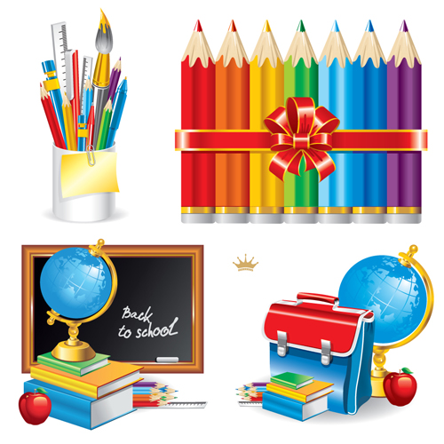 Different School supplies vector graphic set 06 supplies school different   