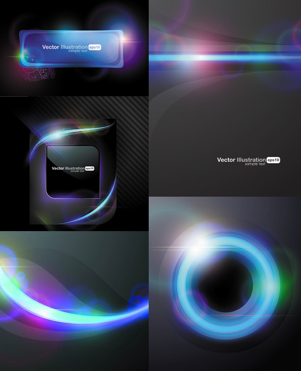 Cool halo background vector set text box lines light halo curves cool circle blue light background a sense of science and technology   