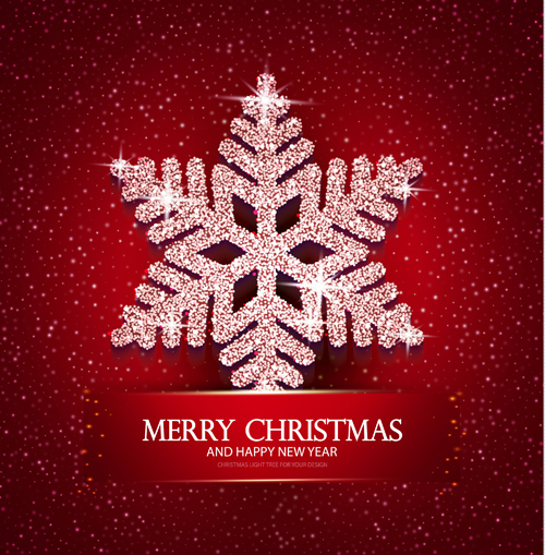 Red christmas background with shiny snowflake vector snowflake shiny red christmas background   