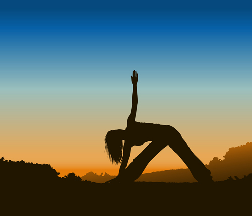 Creative yoga and sunset vector 01 yoga sunset creative   