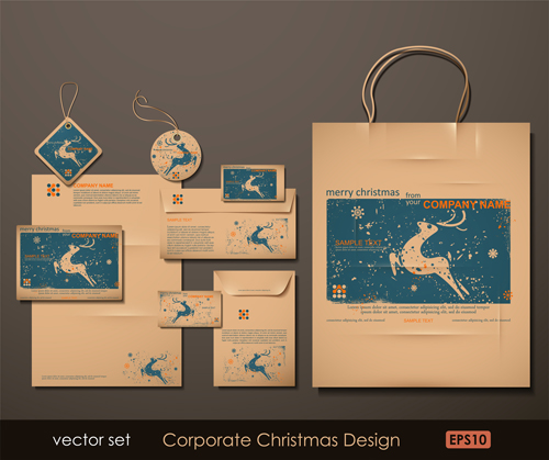 Set of Corporate Christmas design kit vector 01 kit corporate christmas   