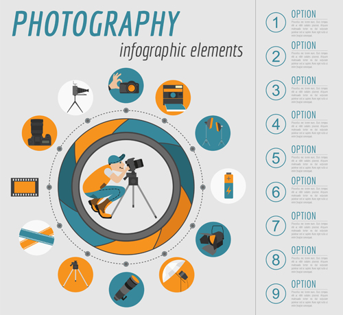Creative photography infographics design vectors 08 photography infographics   