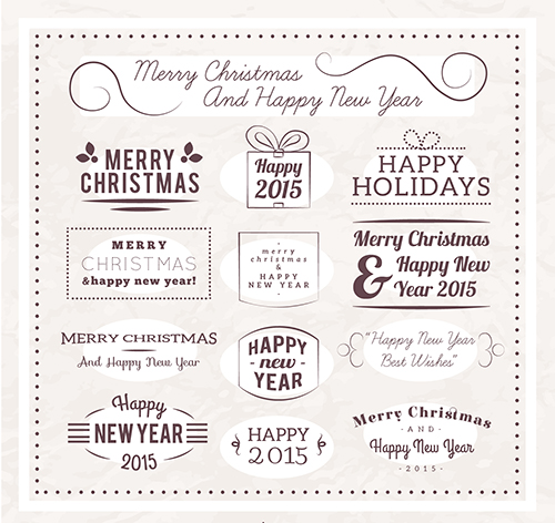 Christmas and 2015 new year calligraphic labels vector new year labels christmas calligraphic   