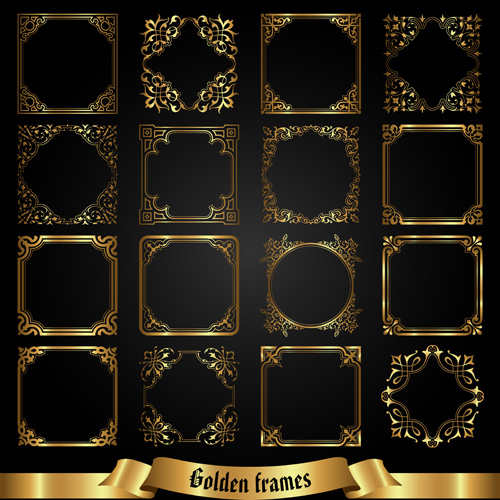 Set of golden labels vector graphics 02 labels golden   