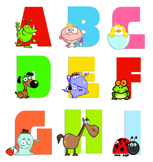 Funny Childrens alphabet vector set 03 funny children alphabet   