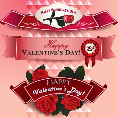 Valentine Day ribbon banner creative vector 01 Valentine day Valentine ribbon creative banner   