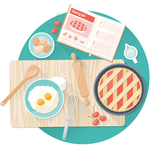 Food with cooking flat vector 01   