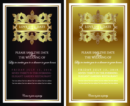 Invitation gold card design vector graphics 02 invitation gold card   