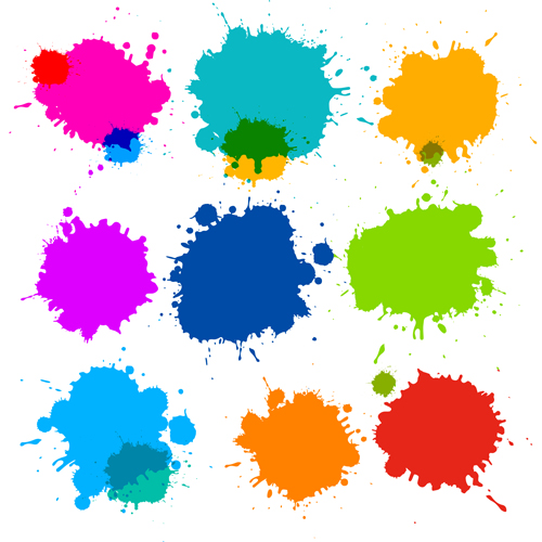 Colorful blot spatter vector design set 14 spatter colorful Blot   