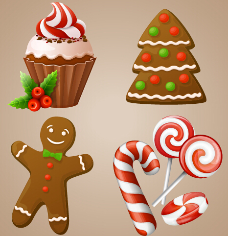 Christmas sweet elements vector material sweet christmas   