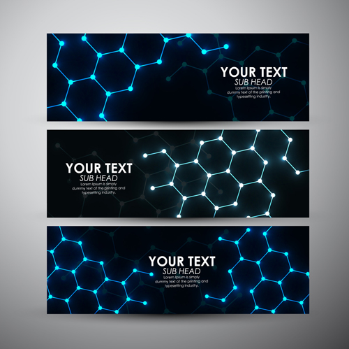 Shiny technology banners vector set 02 technology banners   