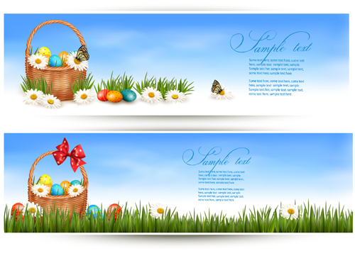 Easter Eggs and Basket vector 04 eggs easter egg easter basket   